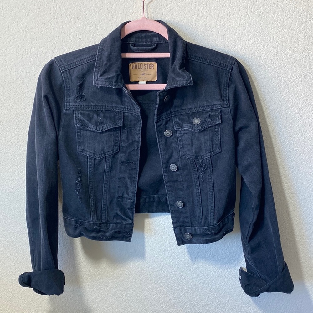 Distressed Black Denim Jacket